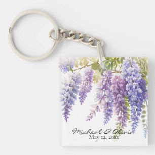 Porte-clefs Personnaliser la glycine de l'aquarelle fleurie vi