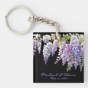 Porte-clefs Personnaliser la glycine de l'aquarelle fleurie vi