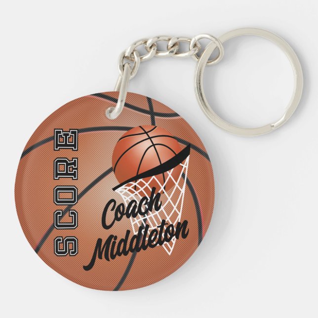 Porte-clefs Personnaliser le basket-ball - Imprimer les deux c (Dos)