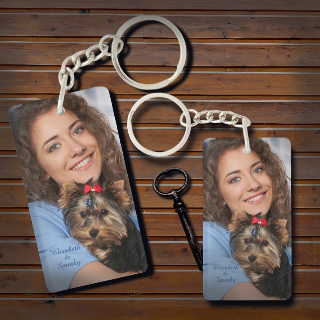 Porte-clefs Personnaliser le nom de la photo personnalisée (Custom Photo Name Personalize Keychain is great to place your photo back and front have fun. )