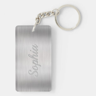 Porte-clefs Personnaliser Nom & Message, Acier Brossé