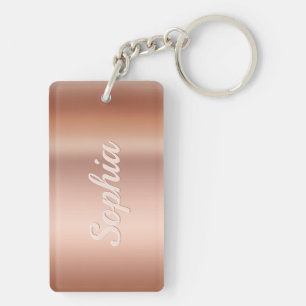 Porte-clefs Personnaliser Nom & Message, Rose Gold