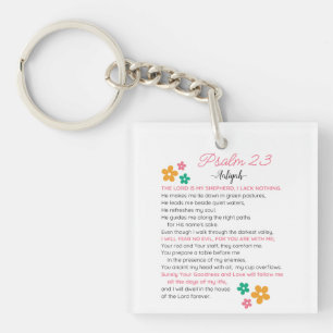 Porte-clefs Personnaliser Psaume 23-NIV Bible Scripture Fleurs