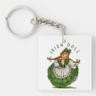 Porte-clefs Personnaliser Retro Irish Doll Logo Jour de la Sai