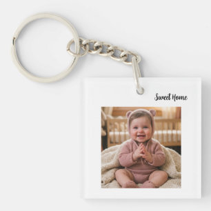 Porte-clefs personnaliser un carré personnalisé simple (recto