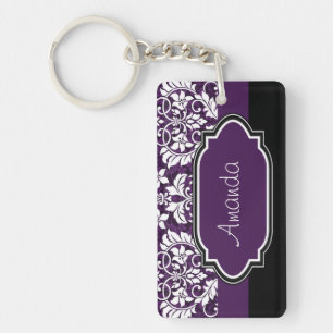 Porte-clefs Personnalisez la damassé pourpre