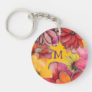 Porte-clefs Personnalisez. Puissance de fleur les années 70 do