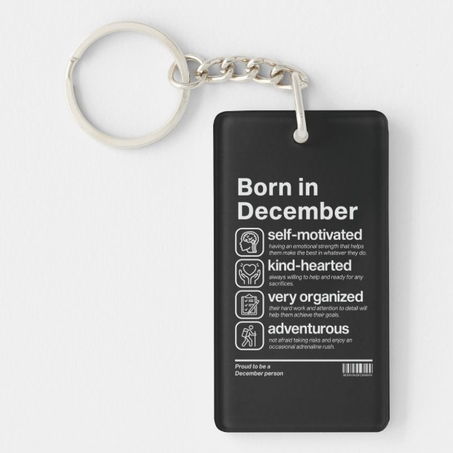 Porte-clefs Personnalité de Né en Décembre (Devant)