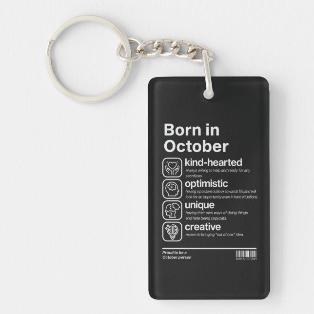 Porte-clefs Personnalité de Né en Octobre (Devant)