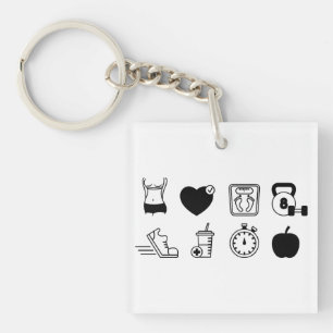 Porte-clefs Perte de poids, exercice, icônes