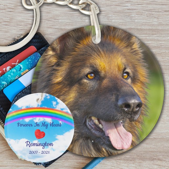 Porte-clefs Pet Memorial Personnalisé Rainbow Bridge Chien Pho (Créateur téléchargé)