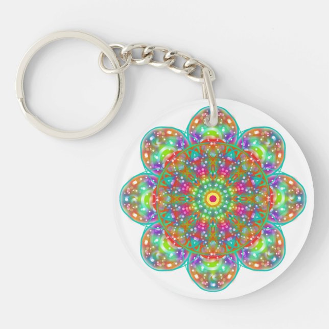 Porte-clefs Pétale Fleur Mandala Boho (Devant)