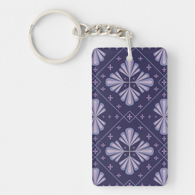 Porte-clefs Pétales de fleurs géométriques motif abstrait répé (Devant)