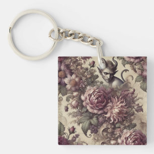 Porte-clefs Pétales de prune piquante - Design floral gothique