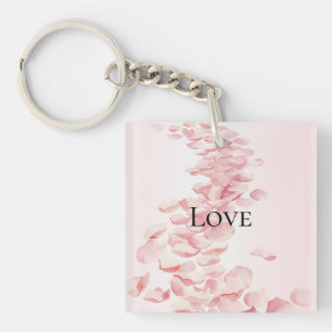 Porte-clefs Pétales de rose rose rose pâle romantique