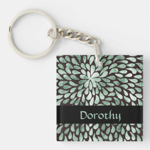 Porte-clefs Pétales vert dégradé sur noir