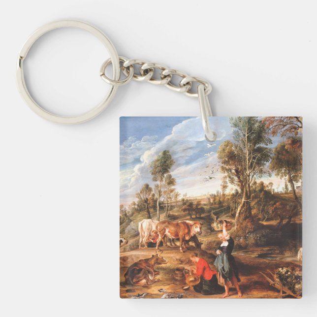 Porte-clefs Peter Paul Rubens Milkmaips avec du bétail sur une (Devant)