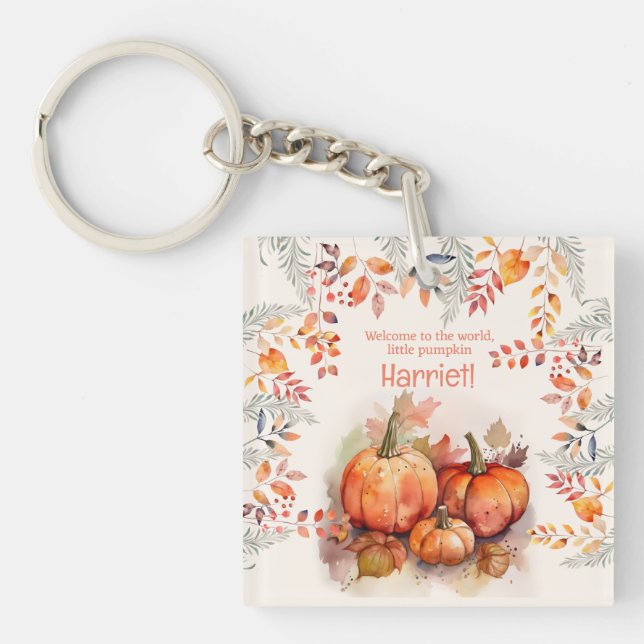 Porte-clefs Petit Baby shower Citrouille (Devant)