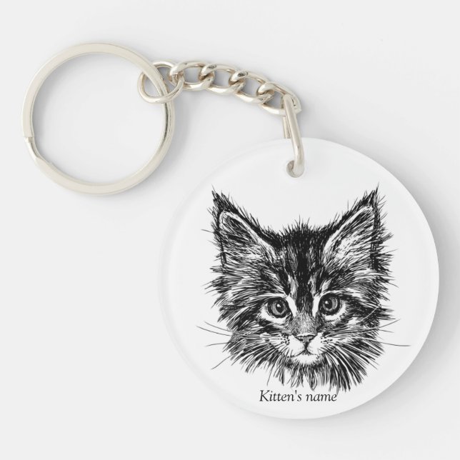 Porte-clefs Petit Chat Mignon Personnalisable (Devant)