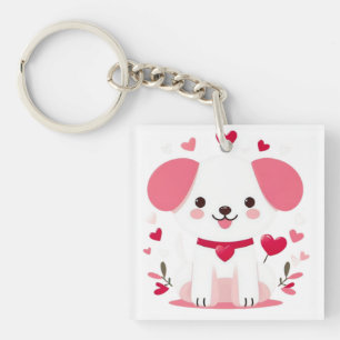 Porte-clefs Petit chiot de la Saint-Valentin