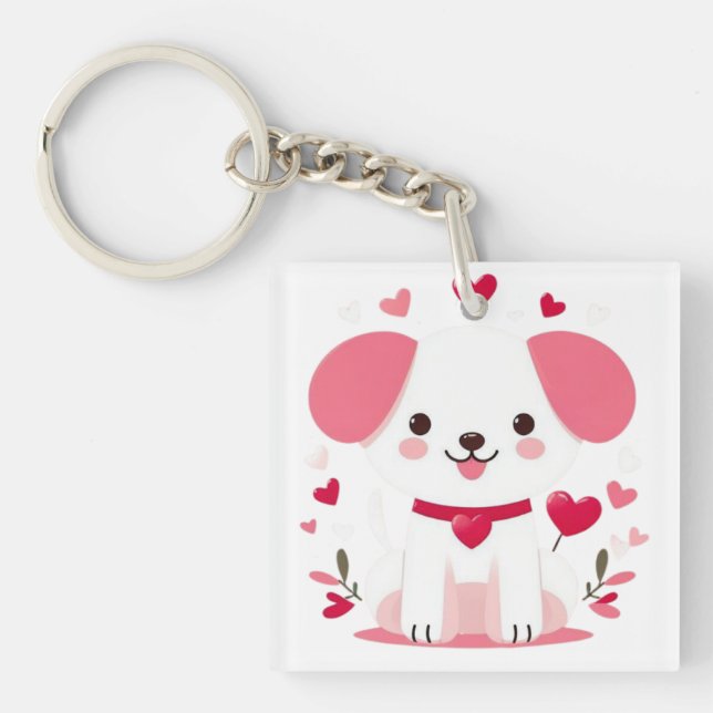 Porte-clefs Petit chiot de la Saint-Valentin (Devant)