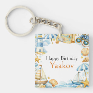 Porte-clefs Petit explorateur côtier 4e anniversaire pour garç