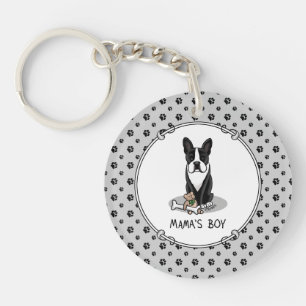 Porte-clefs Petit Mama's Boy Boston Terrier (noir)