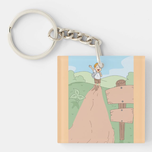 Porte-clefs Petite aventure de randonnée de l'explorateur (Devant)