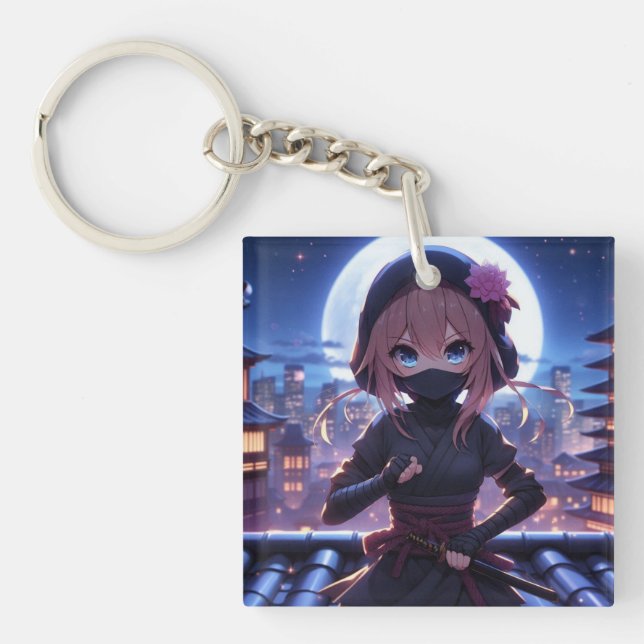 Porte-clefs Petite fille guerrière ninja (Devant)