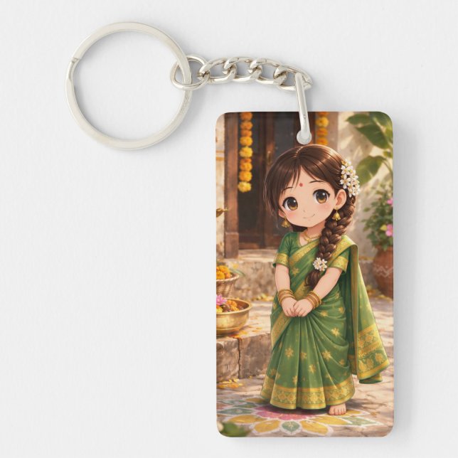 Porte-clefs Petite Grâce en vert (Devant)