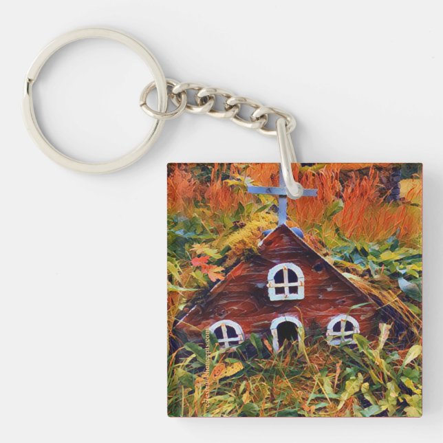 Porte-clefs Petite Maison de Fée Rouge  (Devant)