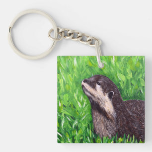 Porte-clefs Petite peinture de loutre de rivière