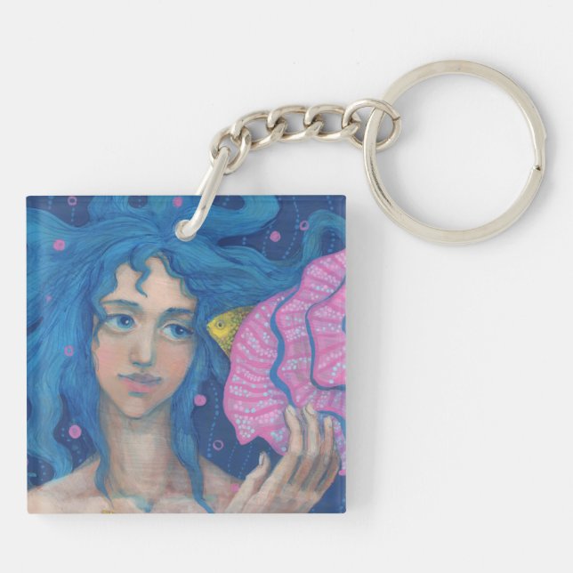 Porte-clefs Petite Sirène, Art D'Imaginaire Sous-Marin, Bleu R (Dos)