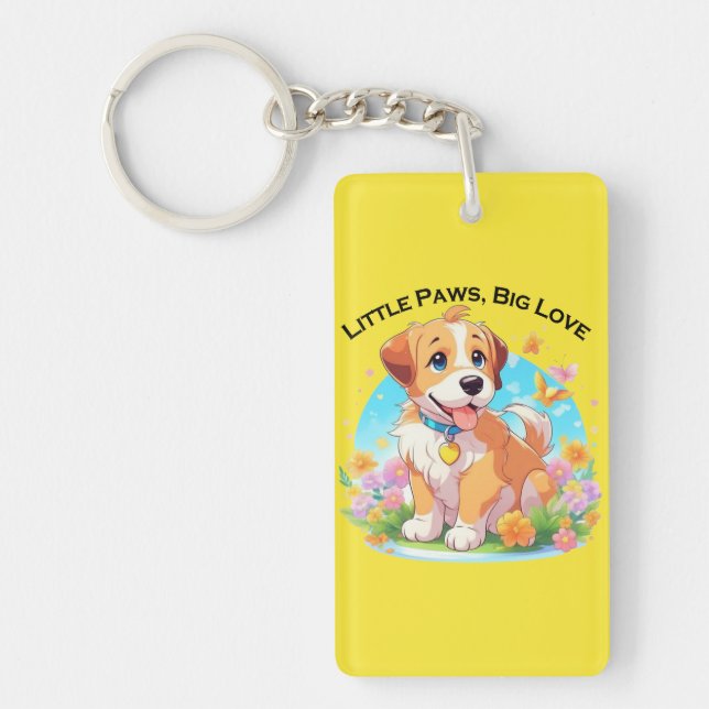 Porte-clefs Petits Poches De Chiot Mignonne Grand Amour (Devant)