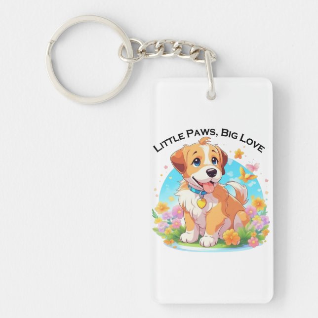 Porte-clefs Petits Poches De Chiot Mignonne Grand Amour (Devant)