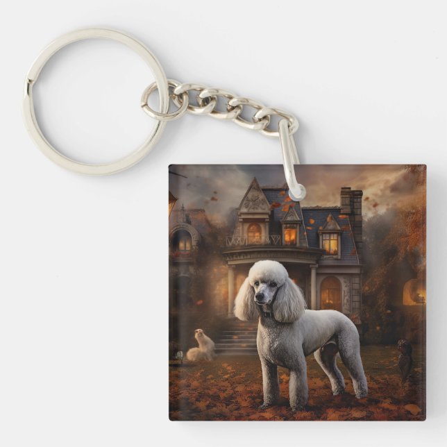 Porte-clefs Peur Halloween caniche (Devant)