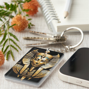 Porte-clefs Pharaon doré en coiffure royale Art