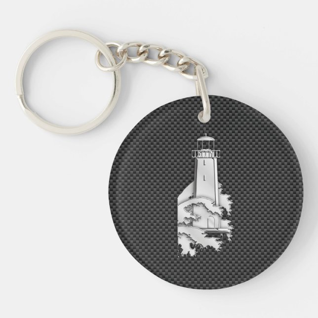 Porte-clefs Phare Chrome Style sur fibre de carbone (Devant)