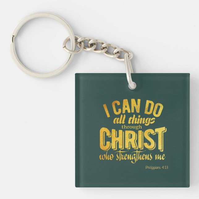 Porte-clefs Philippiens 4:13 Or Chrétien (Devant)