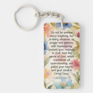 Porte-clefs Philippiens 4:6-7 Bible chrétienne Verse Aquarelle