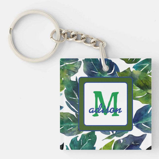 Porte-clefs Philodendron vert Feuille Foliage Botanique (Devant)