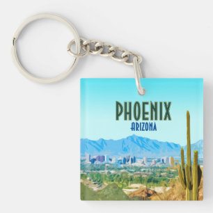 Porte-clefs Phoenix Arizona City Cactus et Mountain Vintage