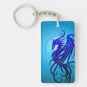 Porte-clefs Phoenix tribal bleu