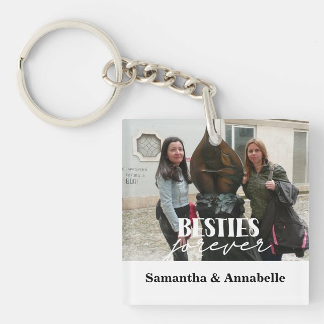 Porte-clefs Photo Besties Best Friends Acrylique Carré Porte - (Devant)