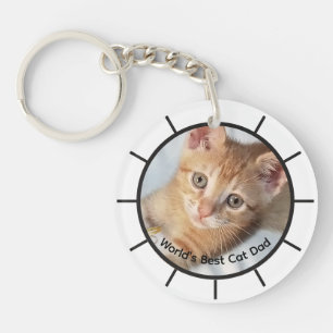 Porte-clefs Photo. Chat, Papa, remplaçable, Texte, Nom ,Drôle 
