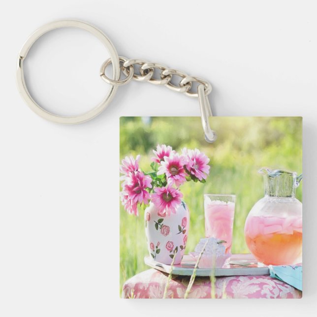 Porte-clefs Photo citronnée rose (Devant)