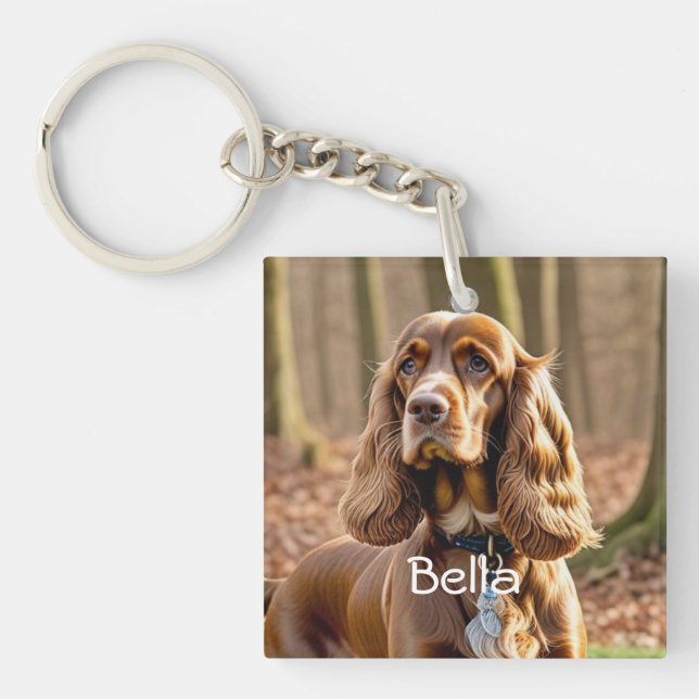 Porte-clefs Photo Cocker Spaniel Personnaliser (Devant)