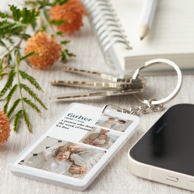 Porte-clefs Photo Collage moderne Happy Fête des pères Cadeau (Devant droit)