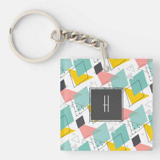 Porte-clefs Photo couleur 90's Abstrait Motif Monogram (Devant)