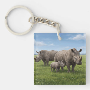Porte-clefs Photo d'agrandissement de la famille des rhinocéro